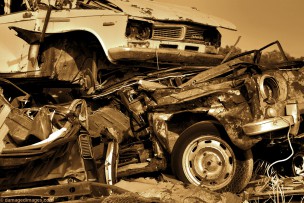 Rusting wrecked cars