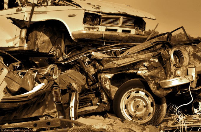 Rusting wrecked cars