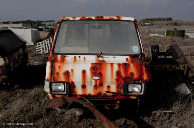 Wounded truck bleeds